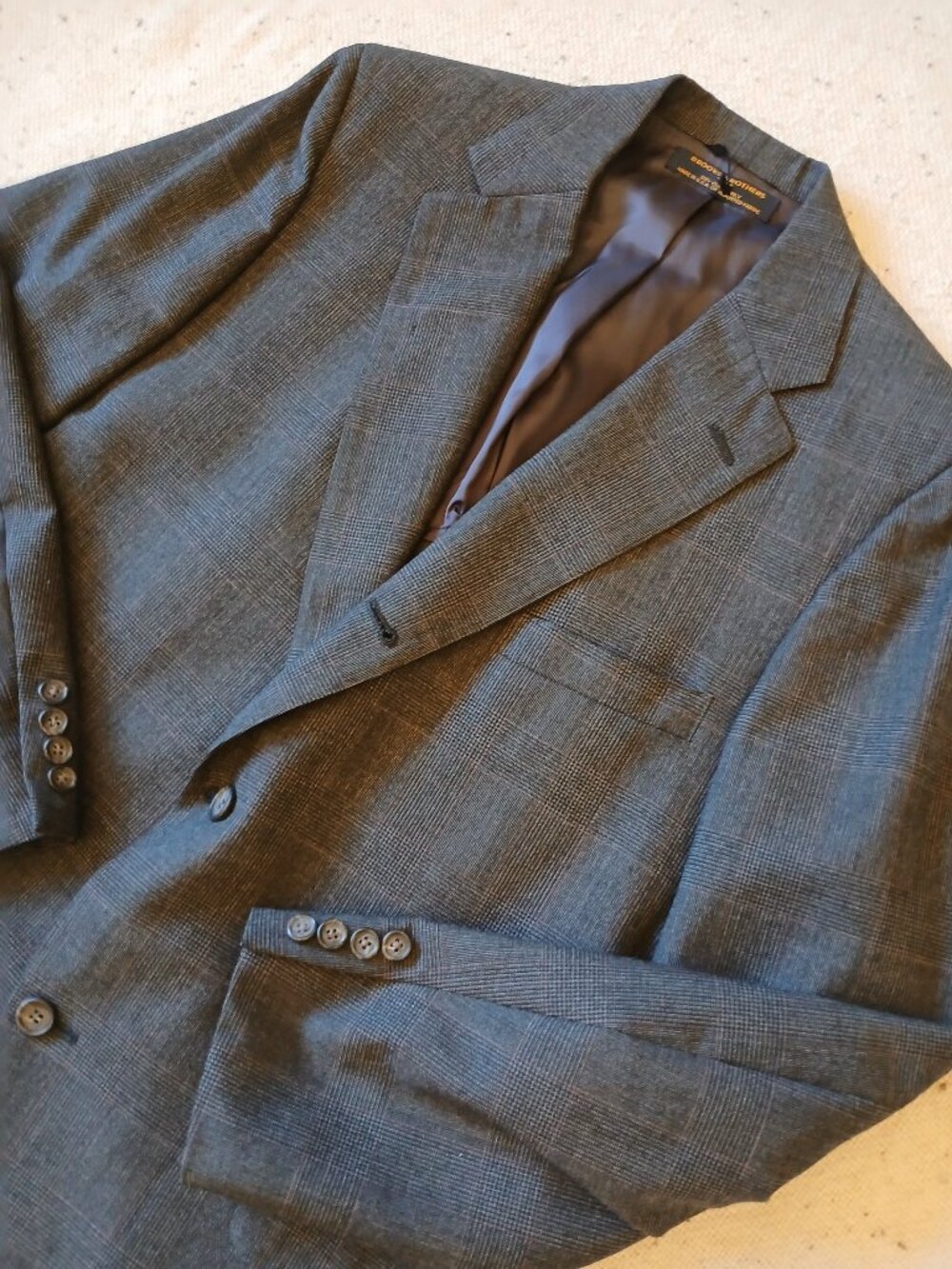 Brooks Brothers Men’s Gray Glen Plaid Sport Coat Blazer Italian Made Classic Pre